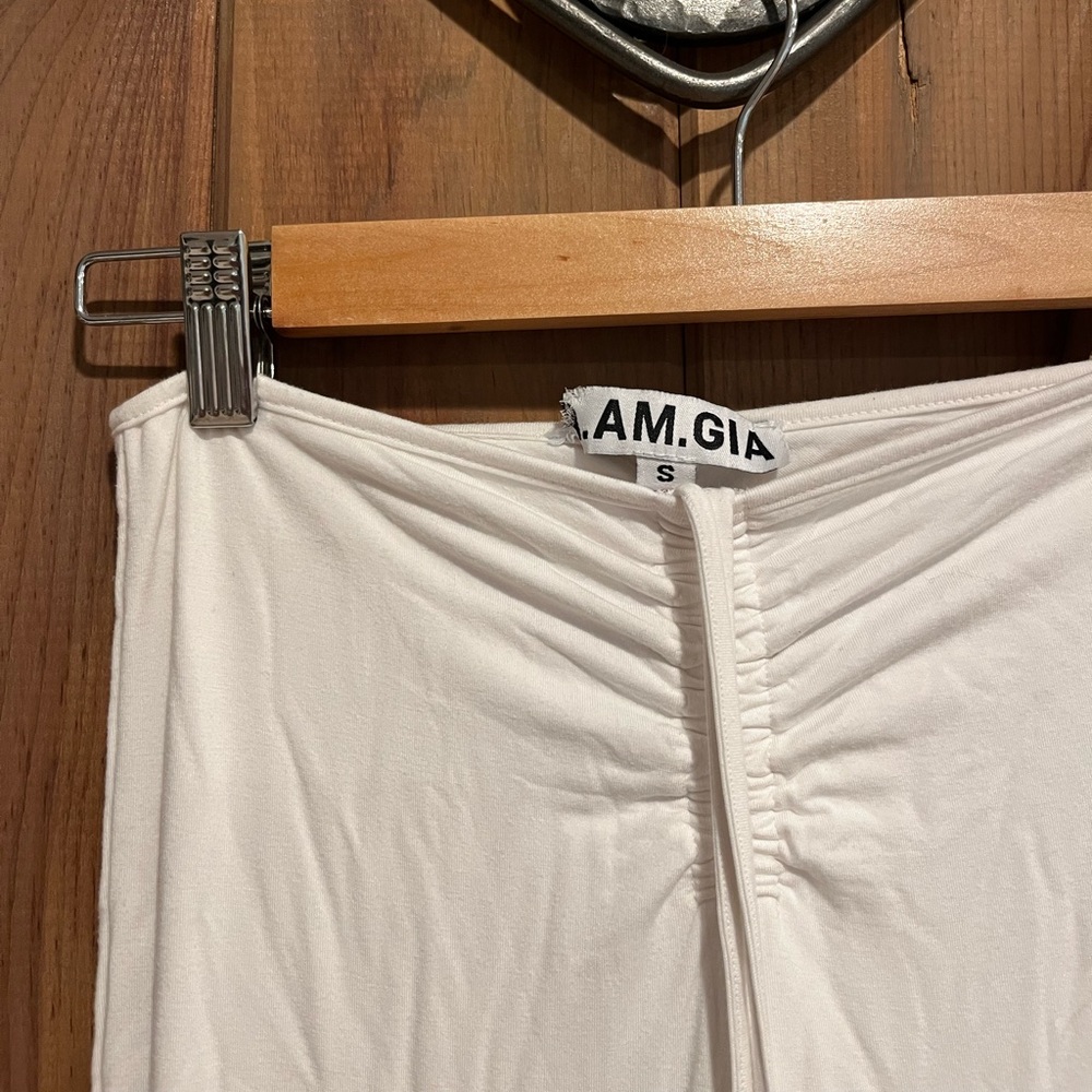 I AM GIA white front tie pants